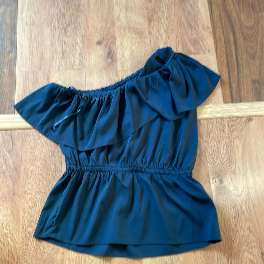 Navy one shoulder top